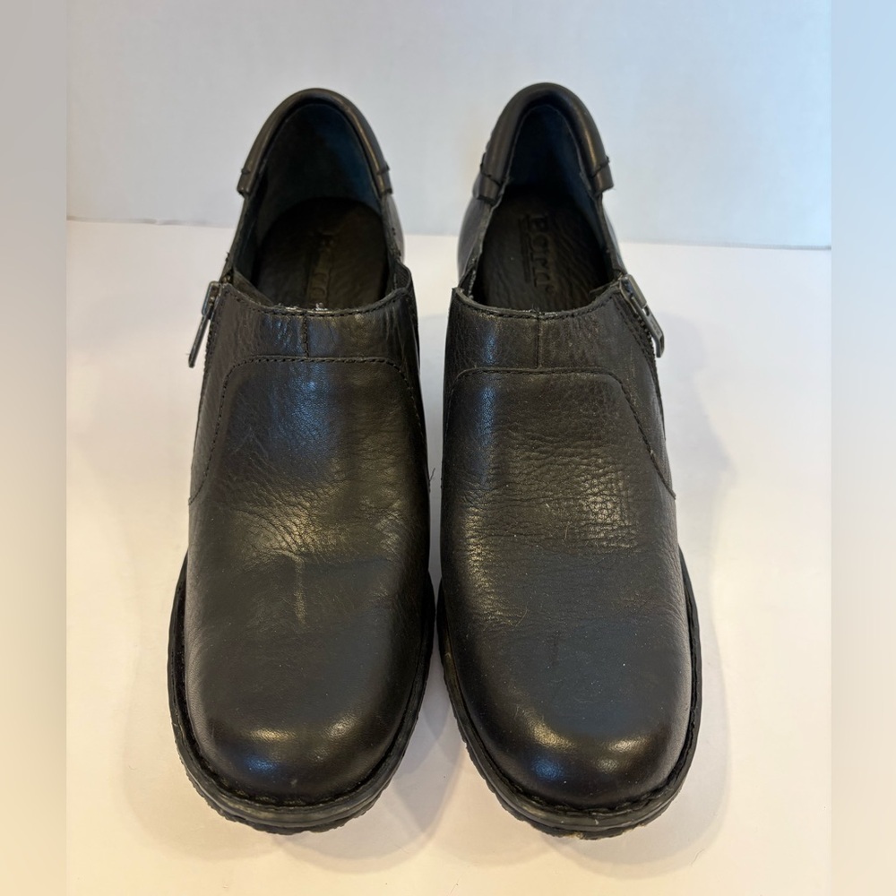 Born black leather heel booties size 7.5M